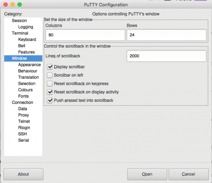 putty for mac os x command line